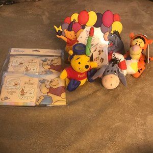 Disney Vintage NEW Pooh Frame, Bibs, and Rattles Bundle